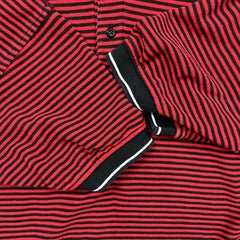 Vintage 90s Fruit of The Loom Polo Shirt Mens Large Red Striped Preppy Short Sleeve