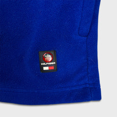 Vintage Y2K Tommy Hilfiger Fleece Mens Medium Blue Flag Pullover Full Zip Jacket