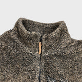 Vintage 90s Northern Elements Wolf Fleece Mens XL Brown 1/4 Zip Deep Pile Animal Nature Jacket