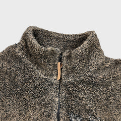 Vintage 90s Northern Elements Wolf Fleece Mens XL Brown 1/4 Zip Deep Pile Animal Nature Jacket