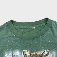 Vintage 1994 Mountain Lion Animal T Shirt Mens XL Green AOP Single Stitched Faded Tee