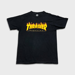 Thrasher Magazine T Shirt Mens Medium Black Skateboard Flame Spell Out Tee