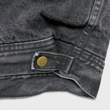 Vintage 90s Lee Storm Rider Denim Jacket Mens XL Black Stone Wash Blanket Lined Trucker Western