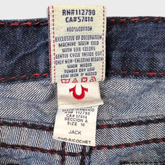 True Religion Jack Big T Jeans Womens 28x32 Blue Slim Straight Low Rise USA Denim Pants