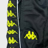 Kappa Track Pants Mens Medium Black Side Tape Athletic Taper Leg Gym Jogger