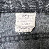 Vintage 90s Levi's 550 Jeans Mens 36x34 Black Relaxed Fit Tapered Leg Fade Denim Pants