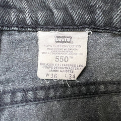 Vintage 90s Levi's 550 Jeans Mens 36x34 Black Relaxed Fit Tapered Leg Fade Denim Pants