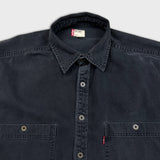 Levi's Denim Shirt Mens Large Black Red Tab Stone Wash Casual Western Button Up
