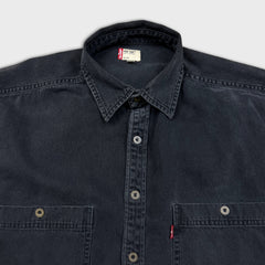 Levi's Denim Shirt Mens Large Black Red Tab Stone Wash Casual Western Button Up