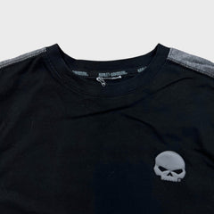 Vintage Y2K Harley Davidson Skull Shirt Mens XL Black Spell Out Long Sleeve Tee