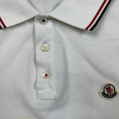 Moncler Maglia Polo Shirt Manica Corta Mens Small White Pique Short Sleeve