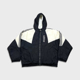 Vintage 90s Adidas Jacket Mens Black XL Full Zip Trefoil Spell Out