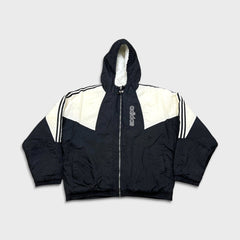 Vintage 90s Adidas Jacket Mens Black XL Full Zip Trefoil Spell Out