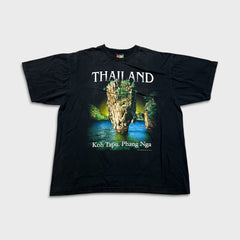 Vintage 90s Thailand T Shirt Mens XL Black Koh Tapu James Bond Island Faded Tee