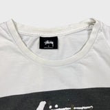 Stussy World Tour Floral T Shirt Mens Small White Distressed Faded Graphic Tee