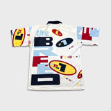 Vintage 90s DKNY Donna Karan Polo Shirt Mens 2XL White USA AOP Graphic