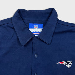 Vintage Y2K Reebok New England Patriots Shirt Mens Large Blue Football NFL Short Sleeve Button Up