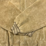 Vintage 90s Suede Jacket Mens Medium Beige Full Zip Outdoor Italian Bomber