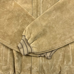 Vintage 90s Suede Jacket Mens Medium Beige Full Zip Outdoor Italian Bomber