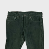 Levi's 502 Pants Mens 34x31 Green Corduroy Tapered Stretch Regular Fit Mid Rise