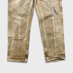 Vintage 90s Carhartt Pants Mens 34x32 Beige Original Fit Double Knee Distressed USA