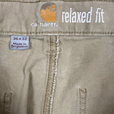 Carhartt Pants Mens 36x32 Beige Relaxed Fit Workwear Carpenter Straight Baggy