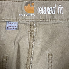 Carhartt Pants Mens 36x32 Beige Relaxed Fit Workwear Carpenter Straight Baggy
