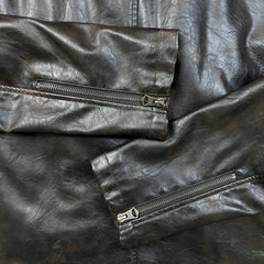 Levi's Faux Leather Motorcycle Jacket Mens Large Brown Full Asymmetrical Zip