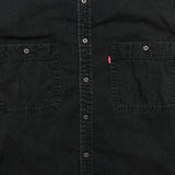 Vintage 90s Levi's Denim Shirt Mens Large Black Faded Dark Wash Button Up