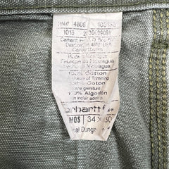 Carhartt Pants Mens 32x29 Green Original Dungaree Fit Workwear Distress Carpenter