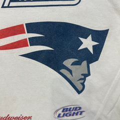 Vintage Y2K New England Patriots T Shirt Mens XL White Budweiser Bud Light NFL Football