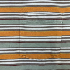 Beams Plus Pocket T Shirt Mens Small Orange Striped Short Sleeve Tee