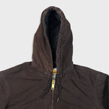 Carhartt Jacket Mens Small Brown J130 Duck Canvas Quilted Lined Faded Workwear