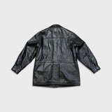 Vintage 90s Moores Bostonian Leather Jacket Mens Large Black Heavy Car Coat