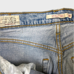 Levi's Ribcage Straight Jeans Womens 28x27 Blue High Rise Light Wash Distressed Denim Pants