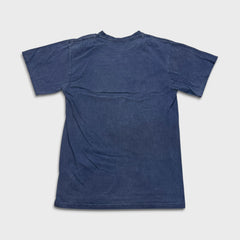 Stussy T Shirt Mens Small Blue Faded Washed Classic Logo Spell Out Graphic Tee
