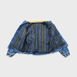 Vintage 90s Lee Storm Rider Denim Jacket Mens Large Blue Light Wash Blanket Lined Trucker Western