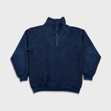 Vintage 90s Blank Fleece Mens Medium Blue Deep Pile Outdoors 1/4 Zip Jacket