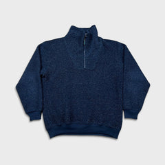 Vintage 90s Blank Fleece Mens Medium Blue Deep Pile Outdoors 1/4 Zip Jacket