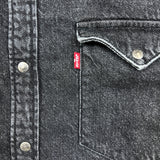 Levi's Barstow Denim Shirt Mens Large Black Dark Wash Slim Fit Western Pearl Snap