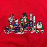 Vintage 90s Looney Tunes Ski Sweatshirt Mens Large Red Acme Cartoon Bugs Bunny