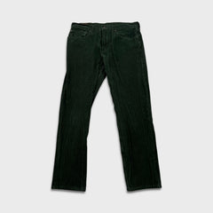 Levi's 502 Pants Mens 34x31 Green Corduroy Tapered Stretch Regular Fit Mid Rise