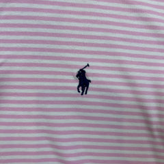 Polo Ralph Lauren Shirt Mens Large Pink Pima Soft Touch Pony Stripe Short Sleeve