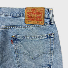 Levi's 502 Jeans Mens 34x33 Blue Regular Taper Fit Light Wash Faded Denim Pants