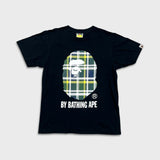 SS23 BAPE Check By Bathing Ape Tee Mens Small Black Plaid Tartan Ape Head T Shirt