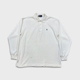 Vintage 90s Polo Ralph Lauren Long Sleeve Mens Large White Waffle Knit Sweatshirt