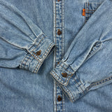 Vintage 90s Levi's Denim Shirt Mens XL Blue Orange Tab Western Button Up