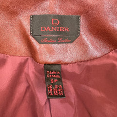 Vintage Y2K Danier Leather Jacket Womens Small Red Zip Front Wing Collar Coat