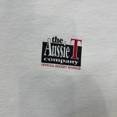 Vintage 90s The Aussie T Hockey T Shirt Mens Medium White USA Sportswear NHL Tee