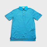 Peter Millar Polo Shirt Mens Small Blue Striped Crown Ease Preppy Golf